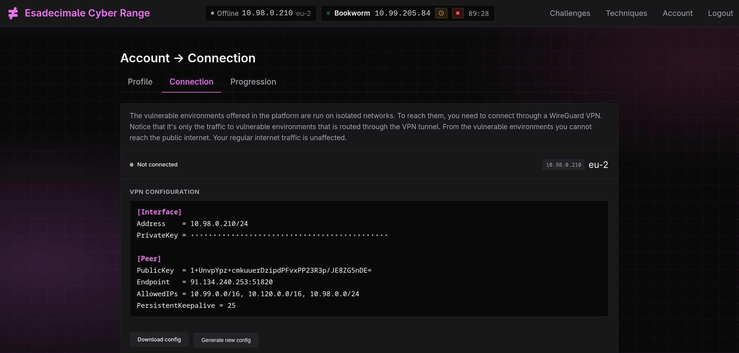 Pagina connessione VPN